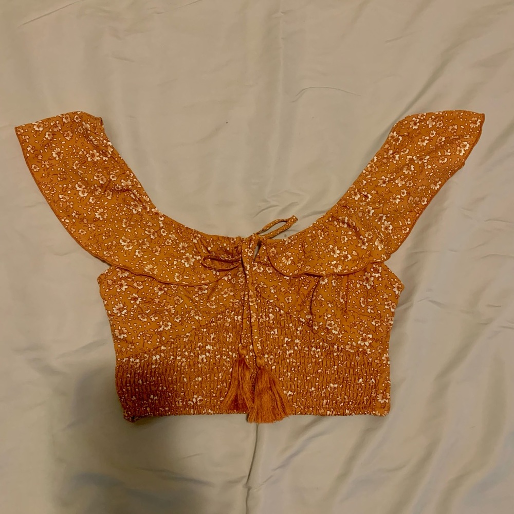 Orange floral crop top
